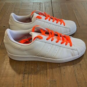 Adidas superstars white on white leather NWOB